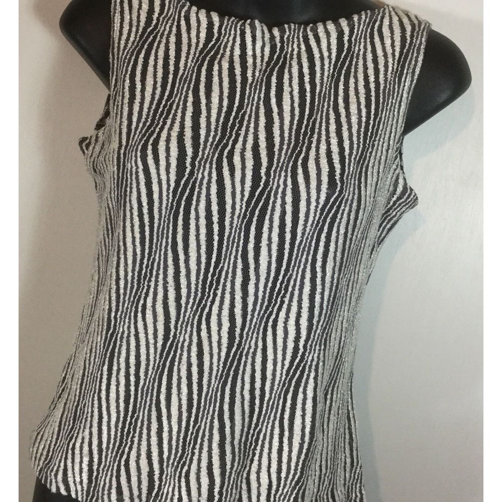 Gantos Shirt Top Vertical Stripes no sleeves made in USA size M ? Vintage